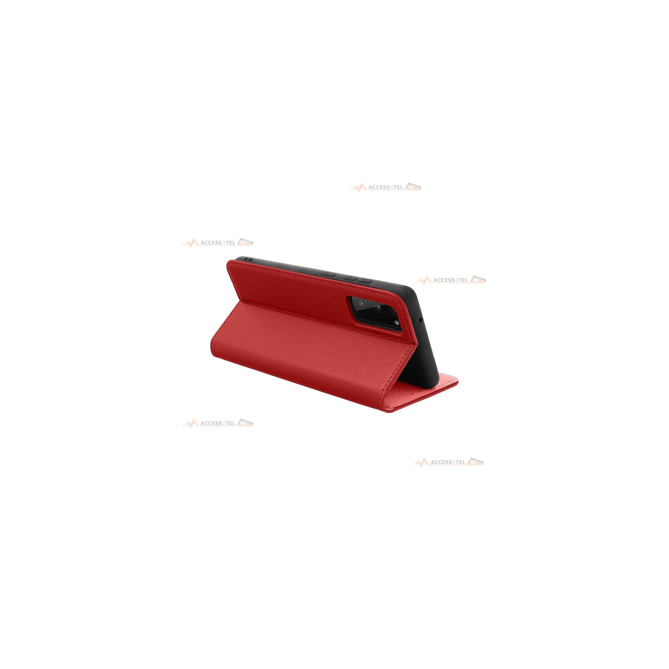 étui rouge en cuir pour samsung galaxy s22 support