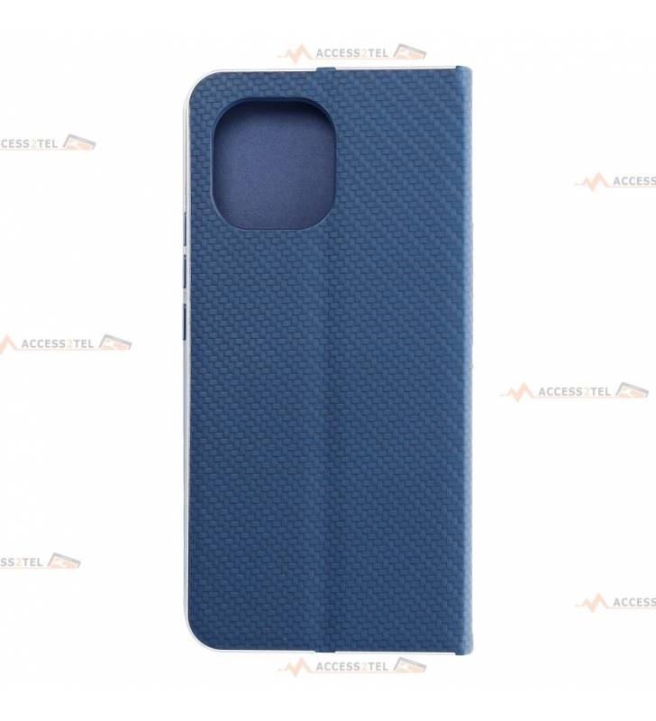 étui renforcé pour xiaomi mi 11 carbone bleu caméra