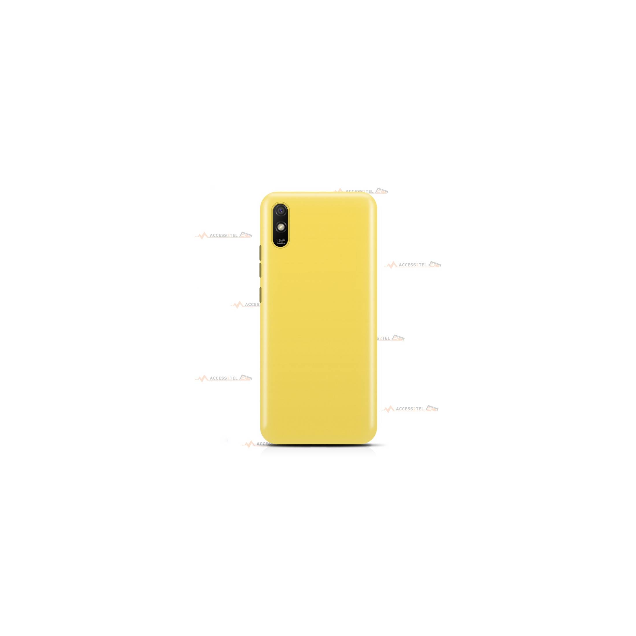 coque pour xiaomi redmi 10 et 10S en silicone soft touch et intérieur microfibre jaune