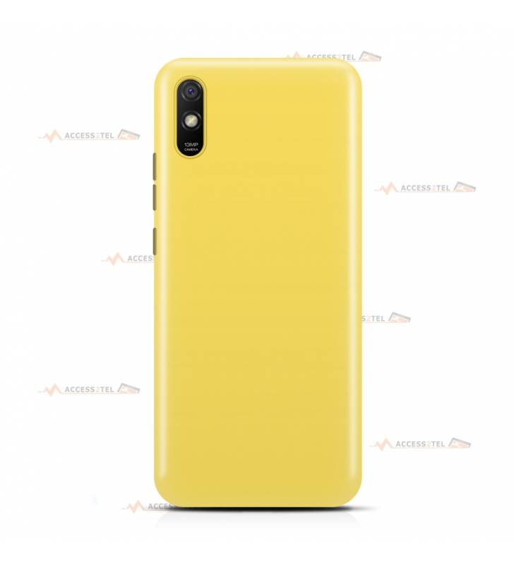 coque pour xiaomi redmi 10 et 10S en silicone soft touch et intérieur microfibre jaune