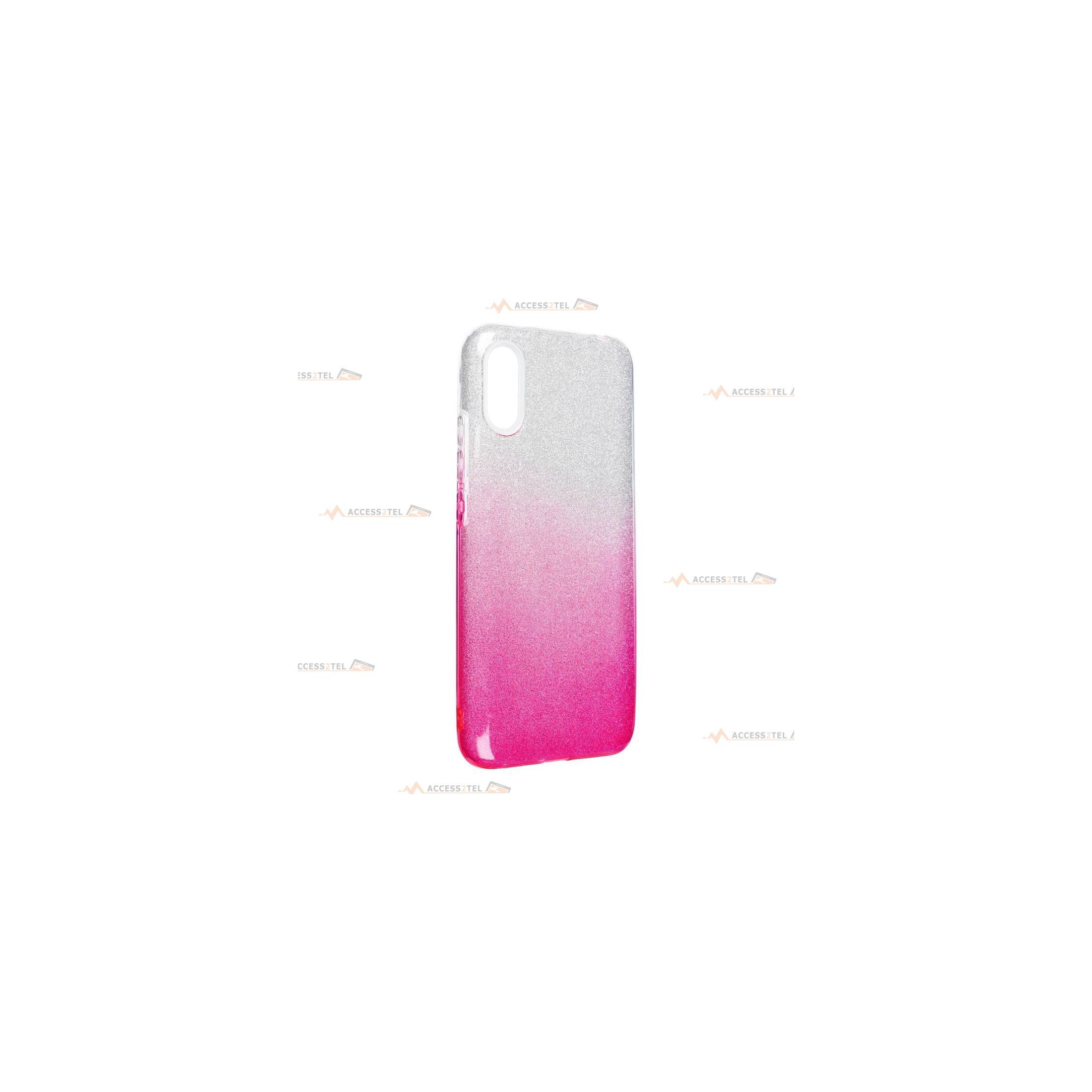 coque renforcée pour xiaomi redmi 9A paillettes dégradé rose