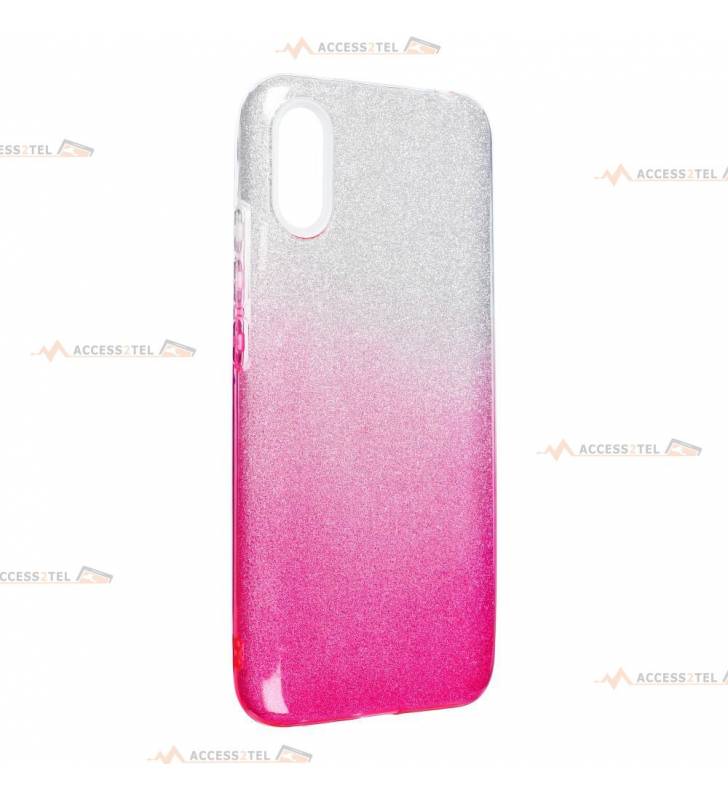 coque renforcée pour xiaomi redmi 9A paillettes dégradé rose