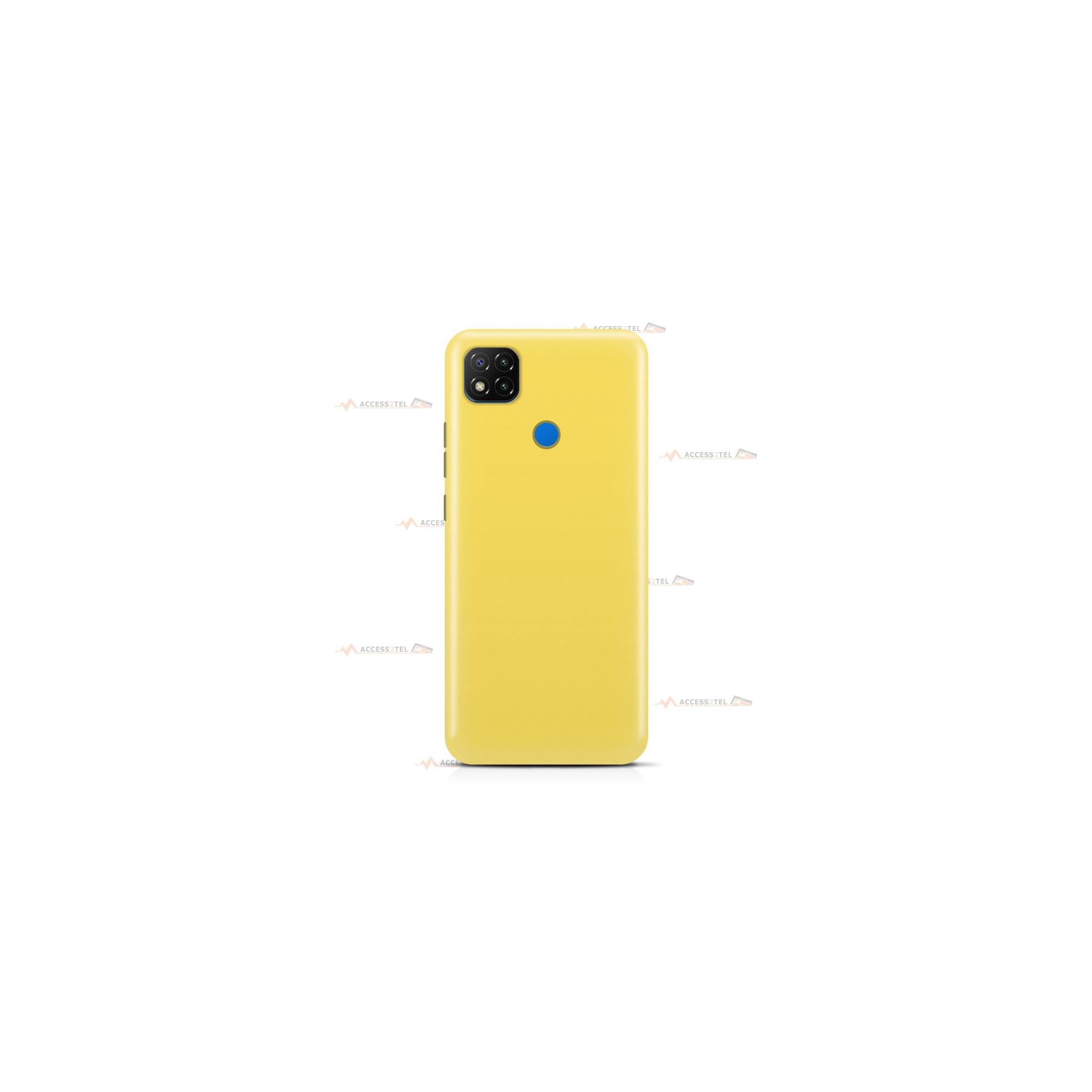 coque pour xiaomi redmi 10 et 10S en silicone soft touch et intérieur microfibre jaune