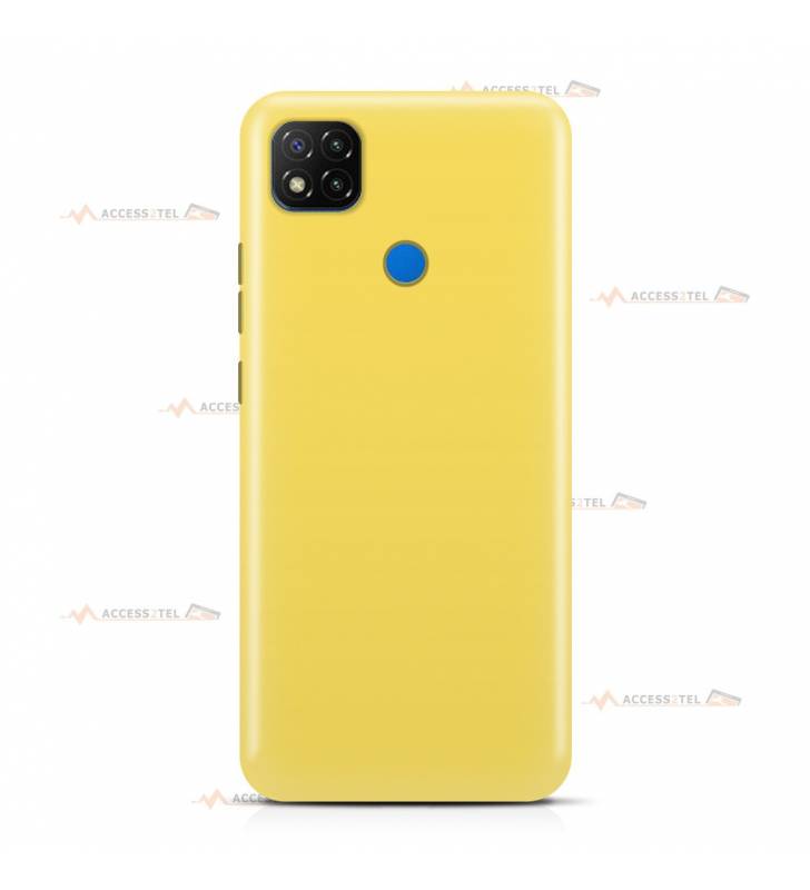 coque pour xiaomi redmi 10 et 10S en silicone soft touch et intérieur microfibre jaune