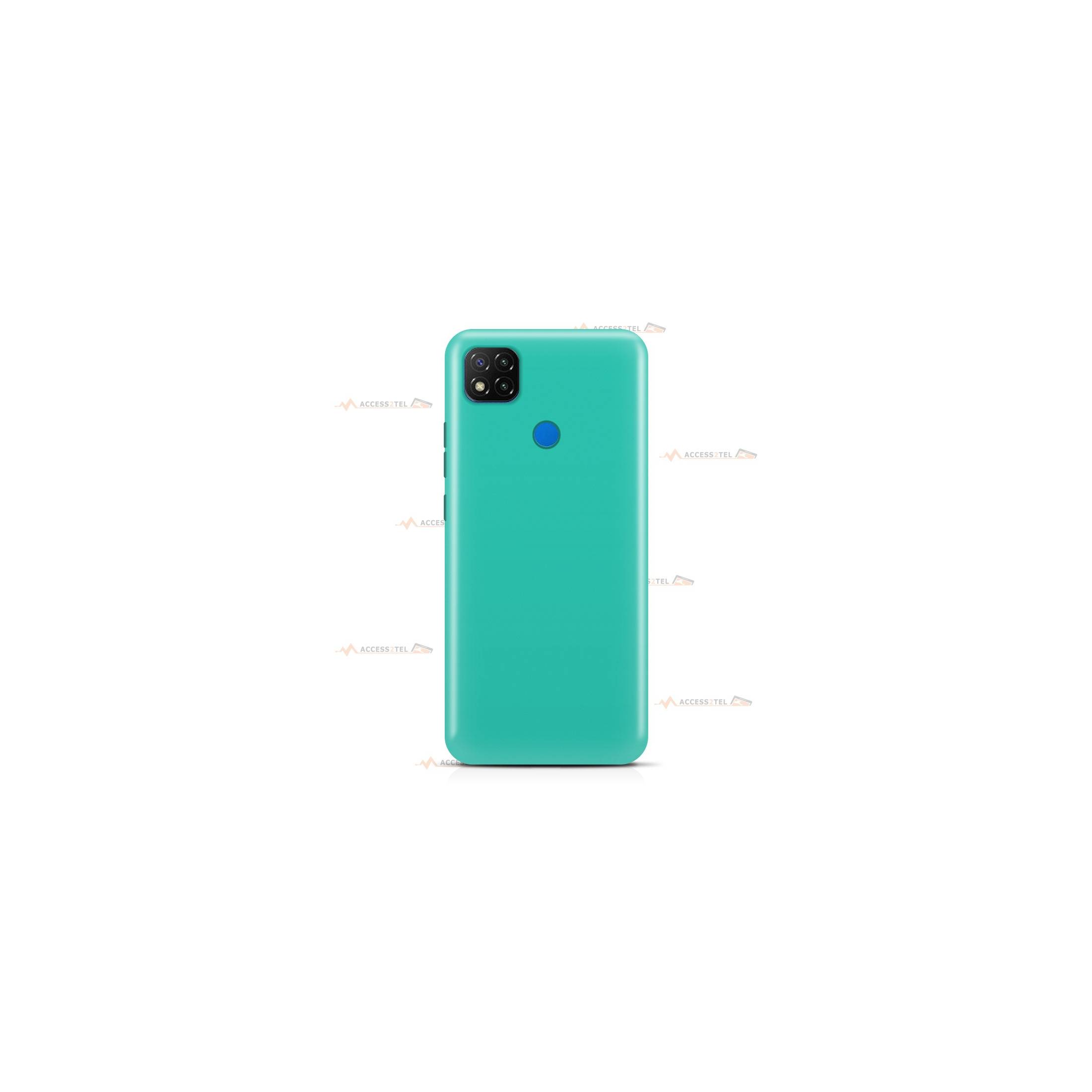 coque pour xiaomi redmi 10 et 10S en silicone soft touch et intérieur microfibre bleu turquoise