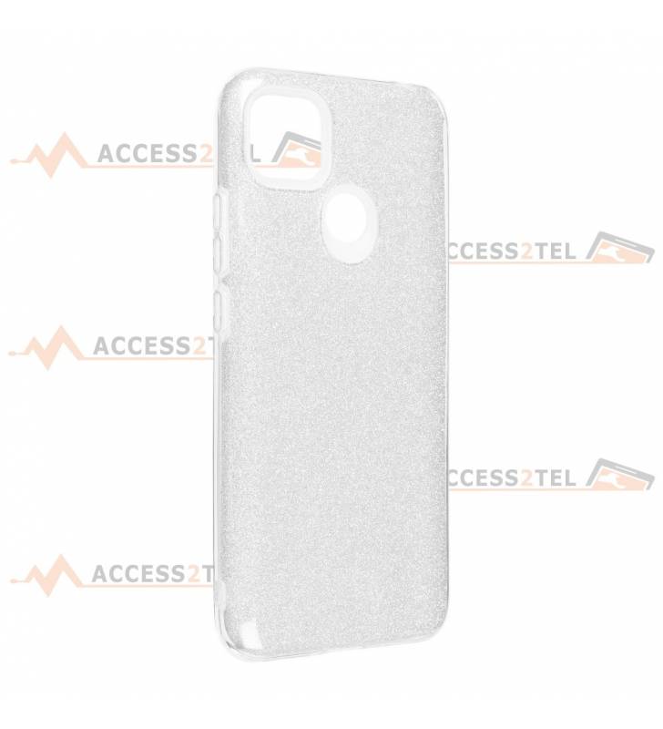 coque renforcée pour xiaomi redmi 9C paillettes argentée