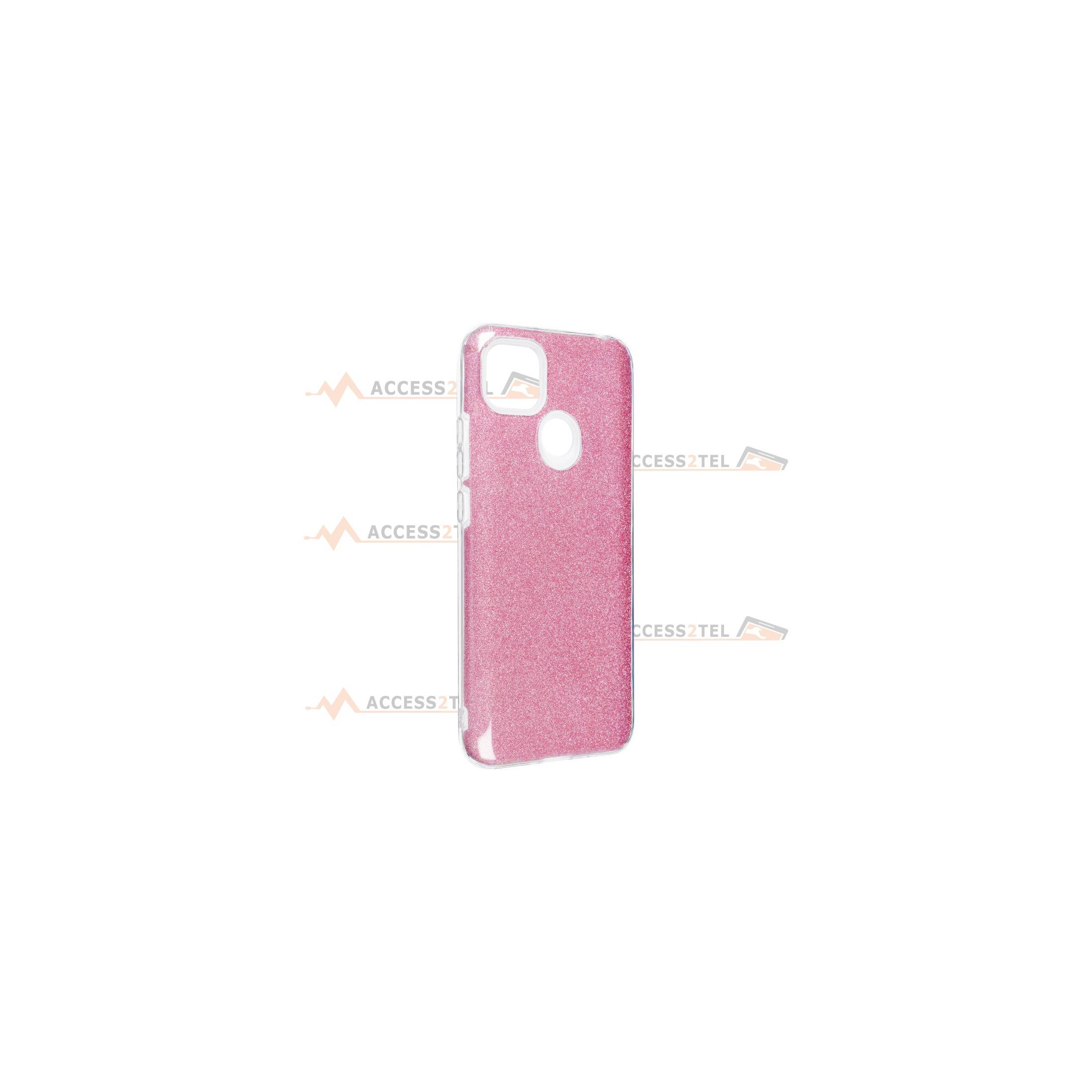 coque renforcée pour xiaomi redmi 9C paillettes rose