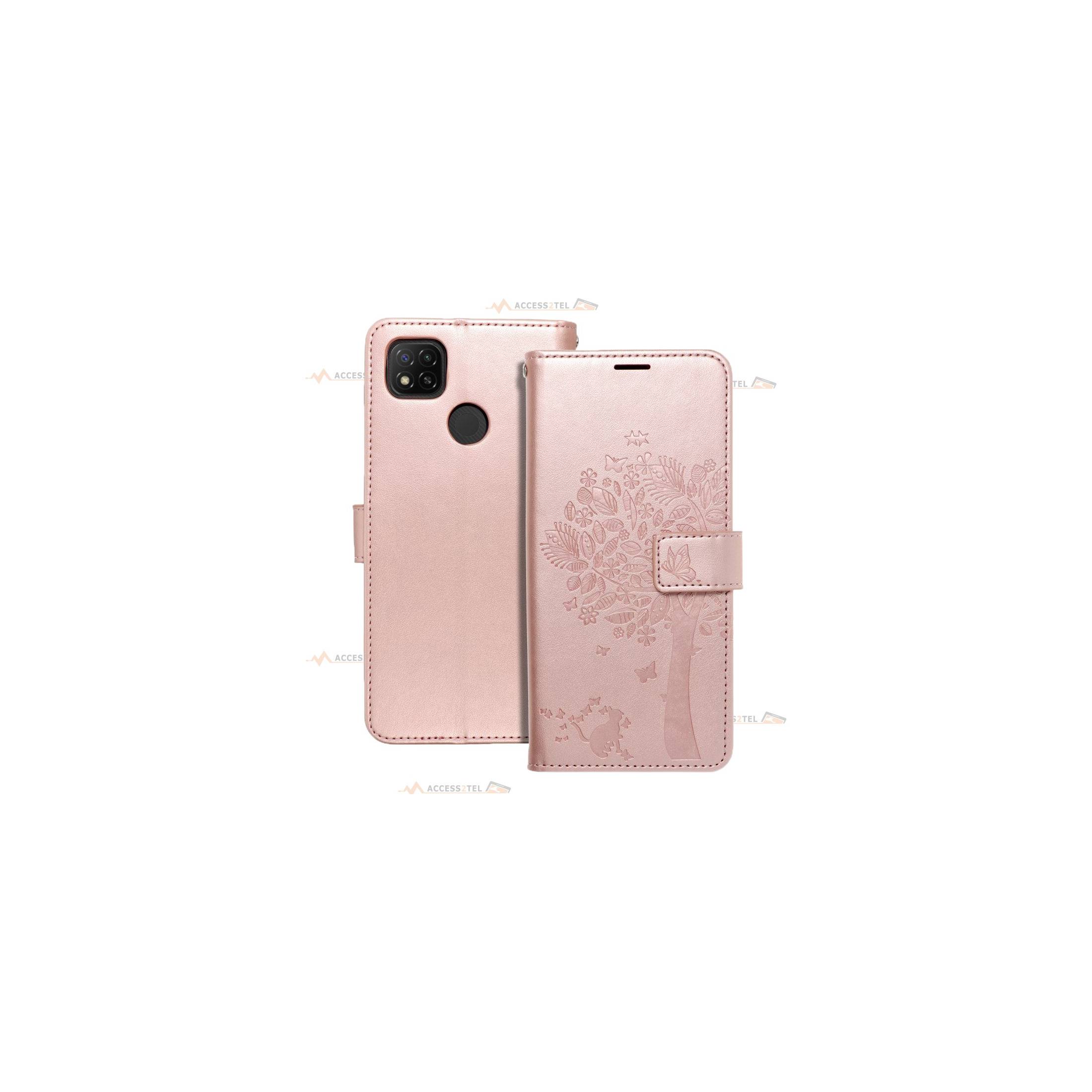 étui pour xiaomi redmi 9C arbre rose gold face