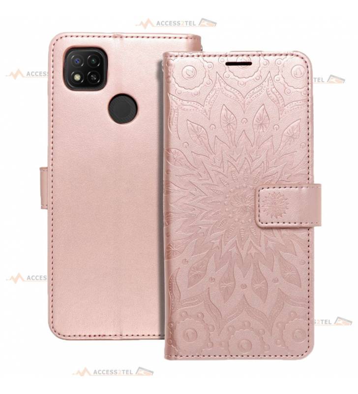 étui pour xiaomi redmi 9C mandala rose gold face