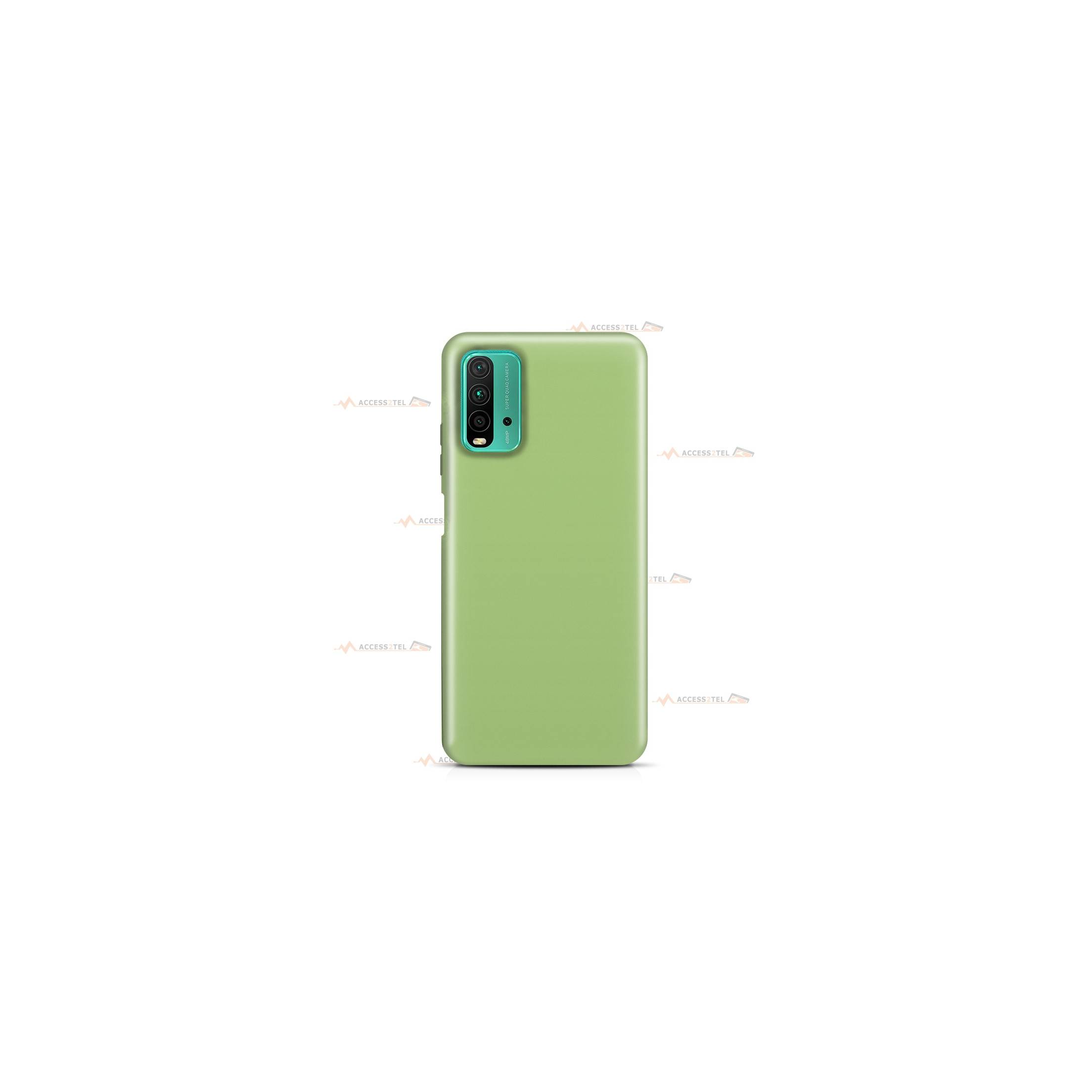 coque pour xiaomi redmi 10 et 10S en silicone soft touch et intérieur microfibre vert clair