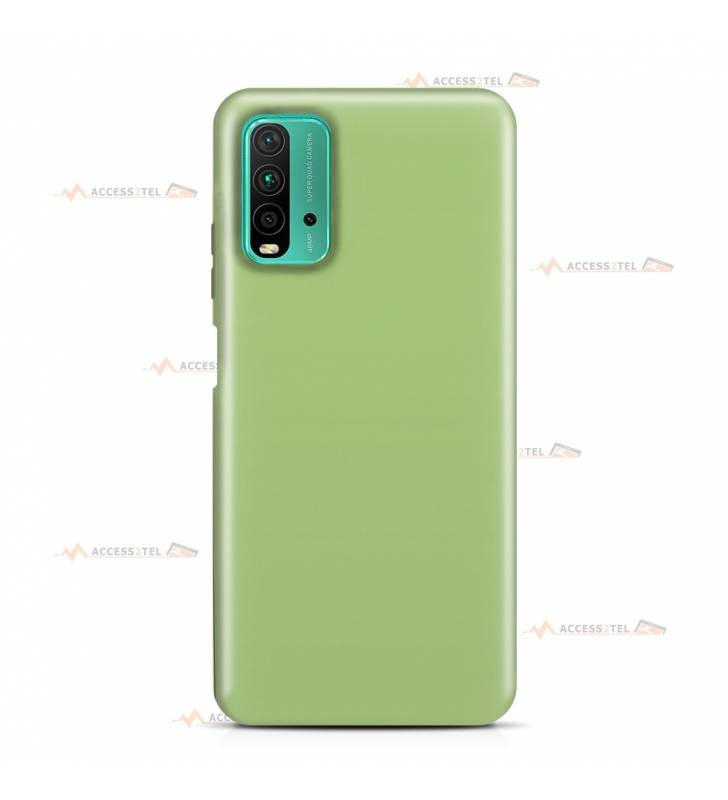 coque pour xiaomi redmi 10 et 10S en silicone soft touch et intérieur microfibre vert clair