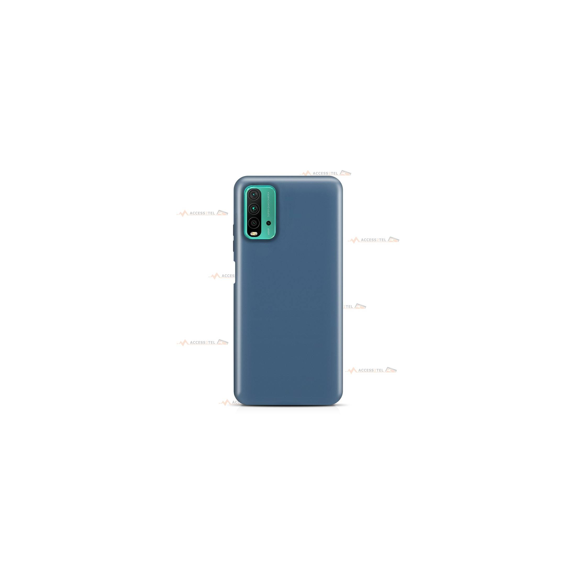 coque pour xiaomi redmi 10 et 10S en silicone soft touch et intérieur microfibre bleu pétrole