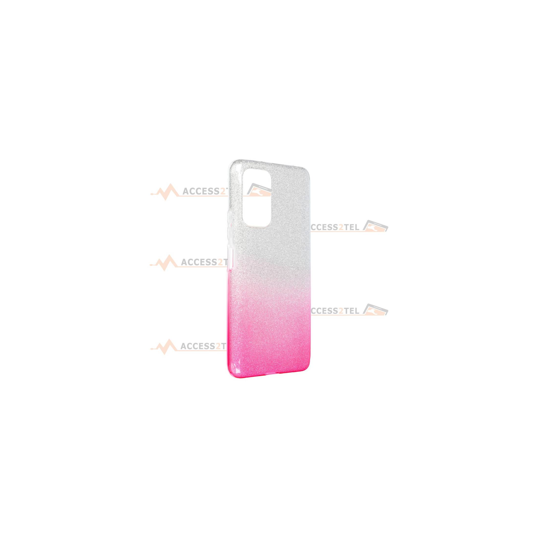 coque renforcée pour xiaomi redmi note 10 pro paillettes dégradé rose