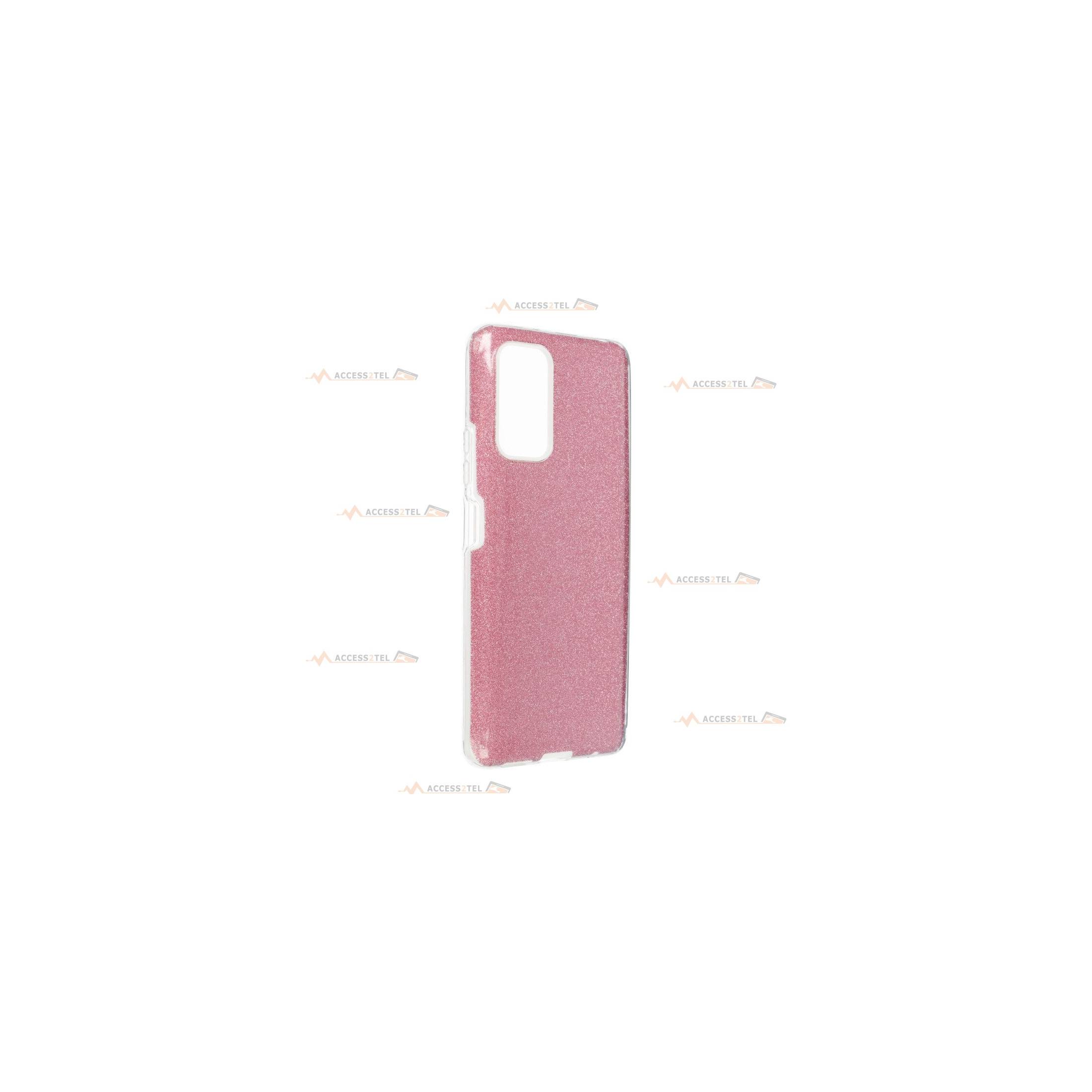 coque renforcée pour xiaomi redmi note 10 pro paillettes rose