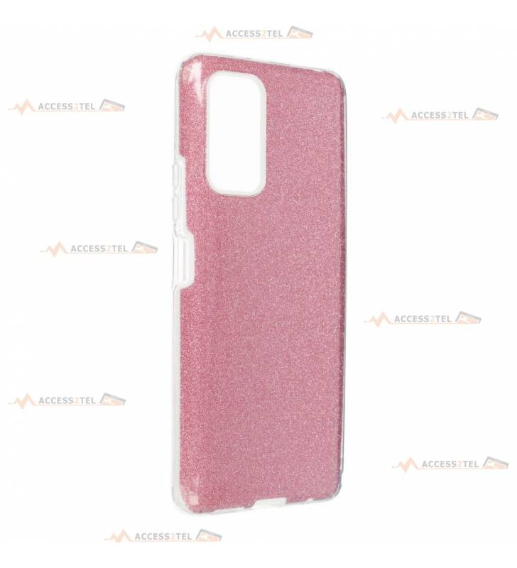 coque renforcée pour xiaomi redmi note 10 pro paillettes rose