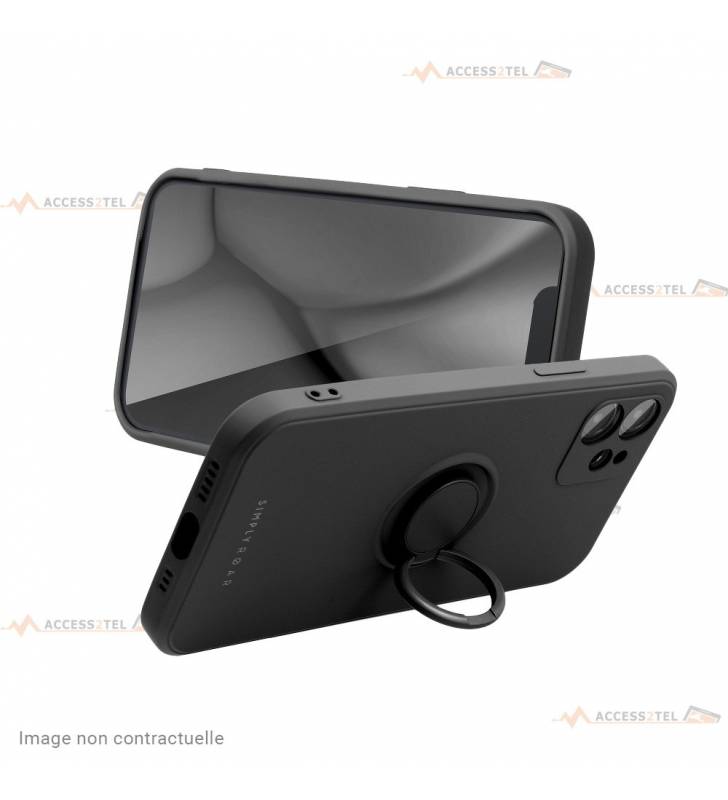 coque noire avec anneau mode support pour redmi note 10 pro