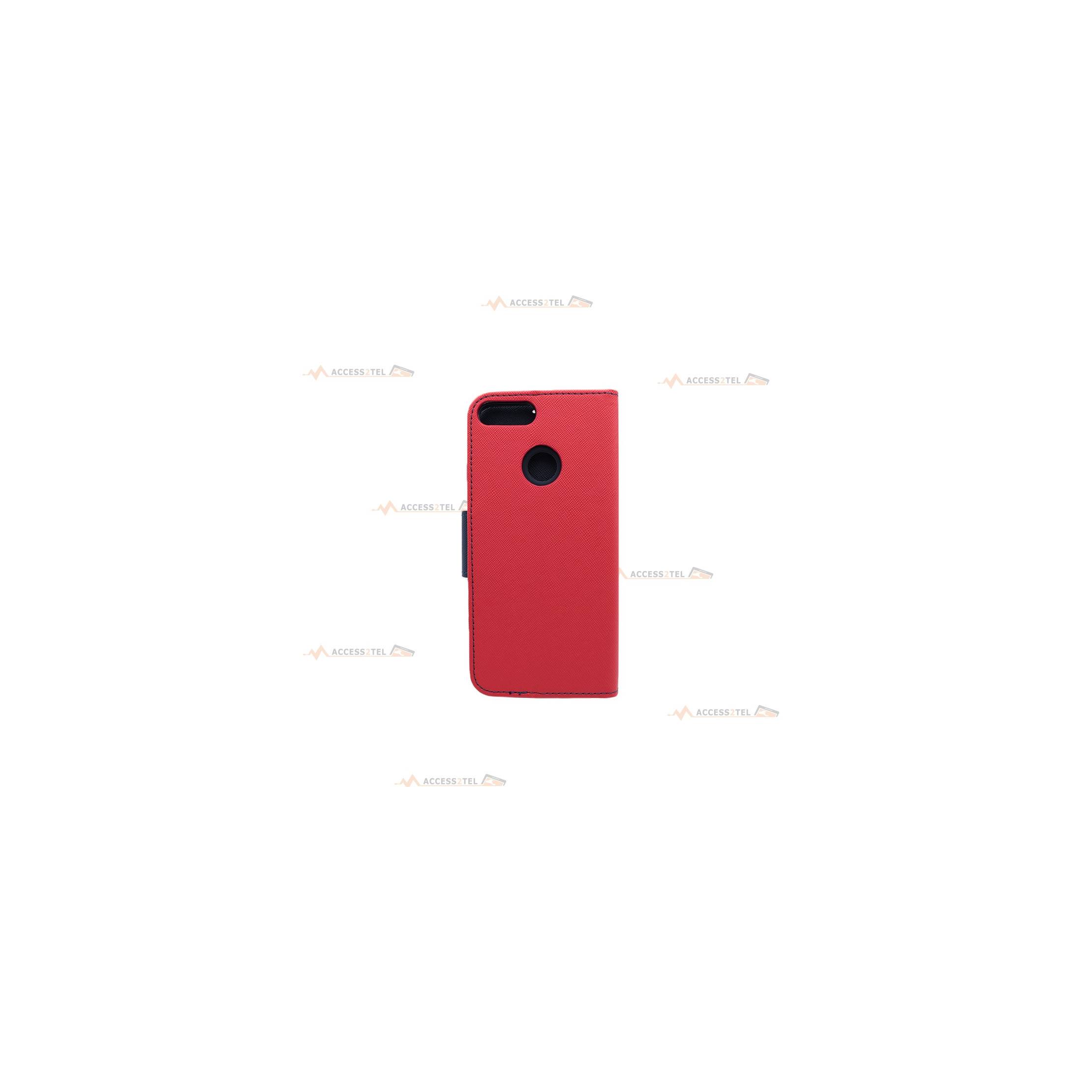 étui pour huawei p Smart rouge marine et bleu marine caméra