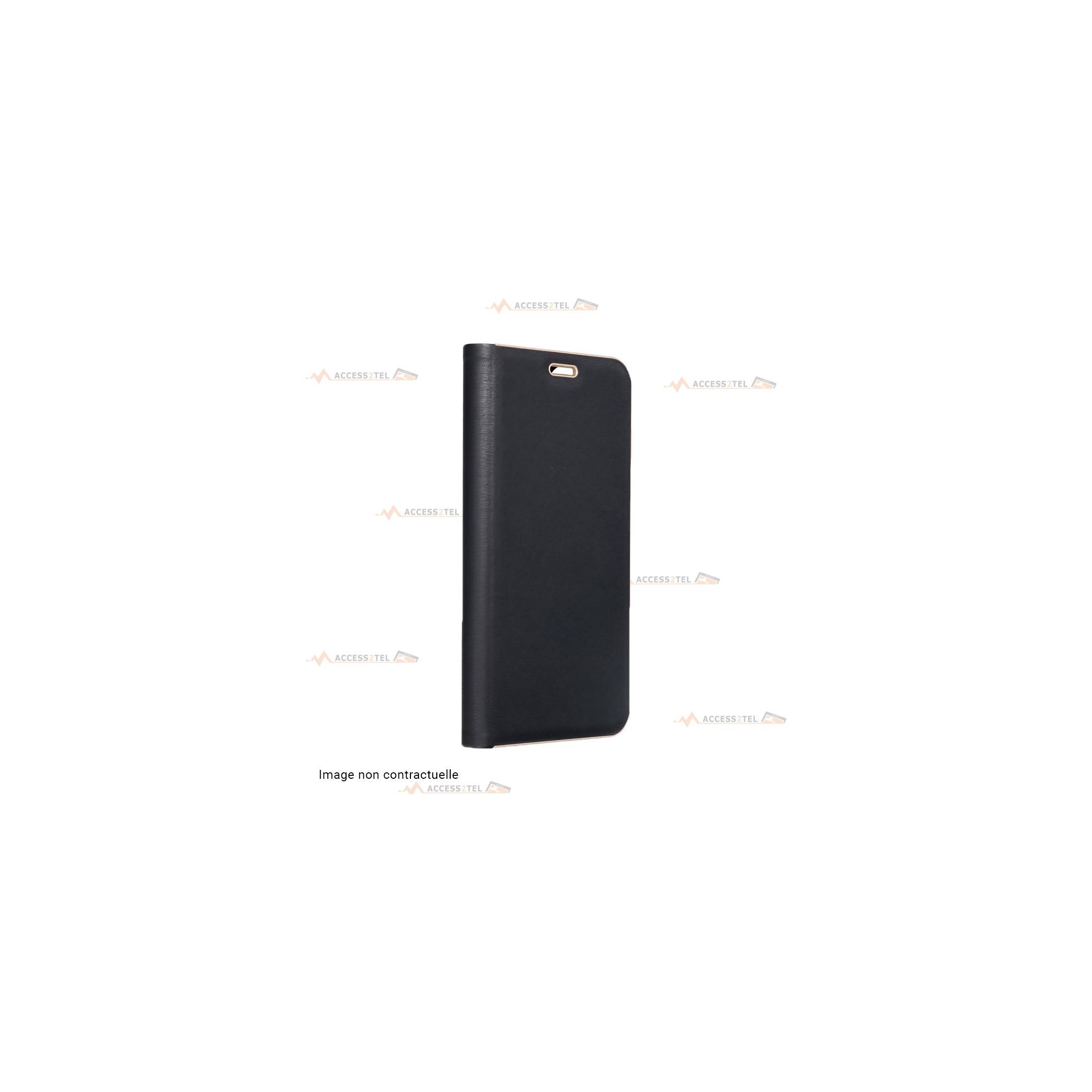 étui en cuir noir cadre doré rose gold pour huawei p Smart 2021