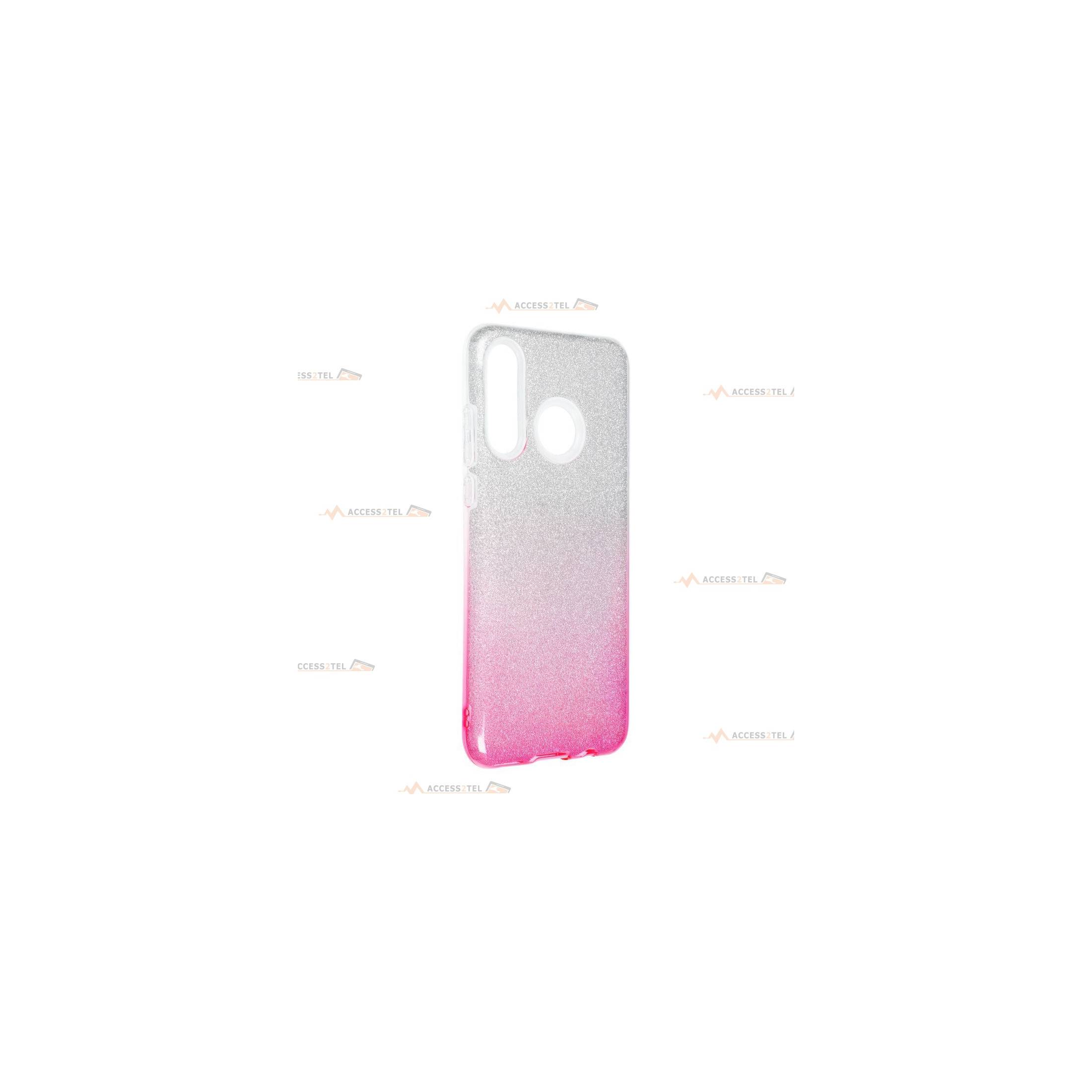 coque renforcée pour huawei p30 lite paillettes dégradé rose