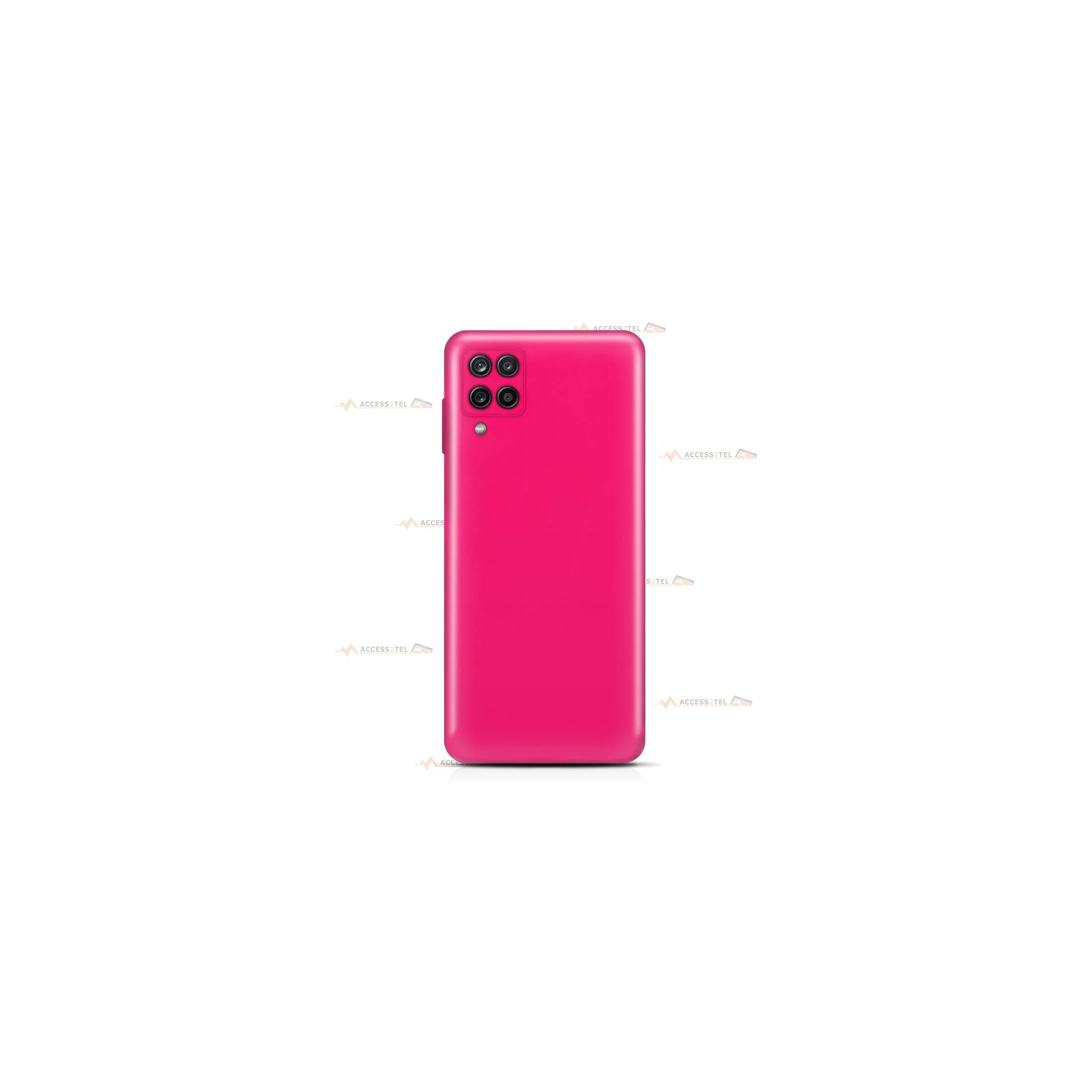 coque pour samsung galaxy A42 5G silicone et microfibre rose fluo