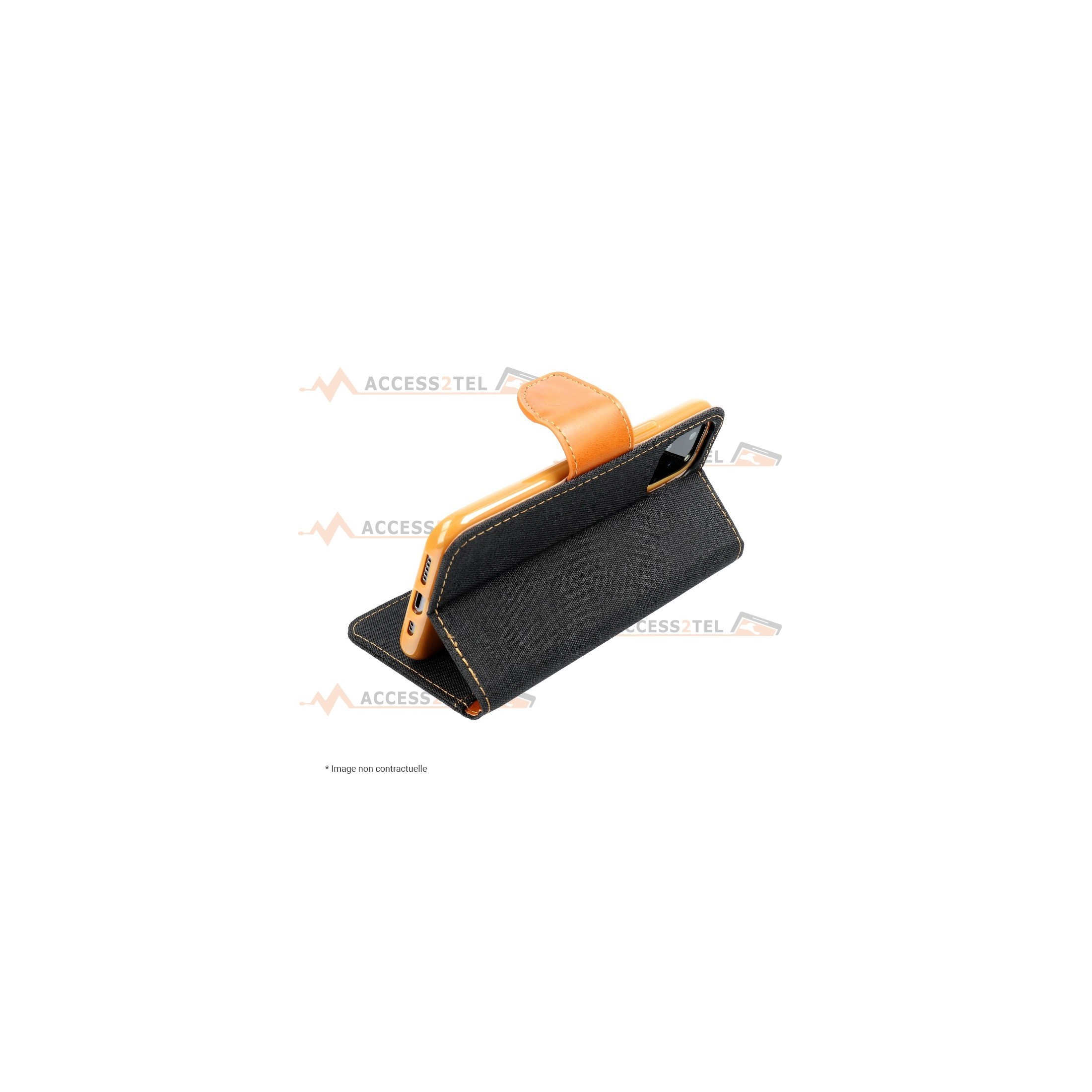 étui pour samsung galaxy A52 imitation jean noir mode support