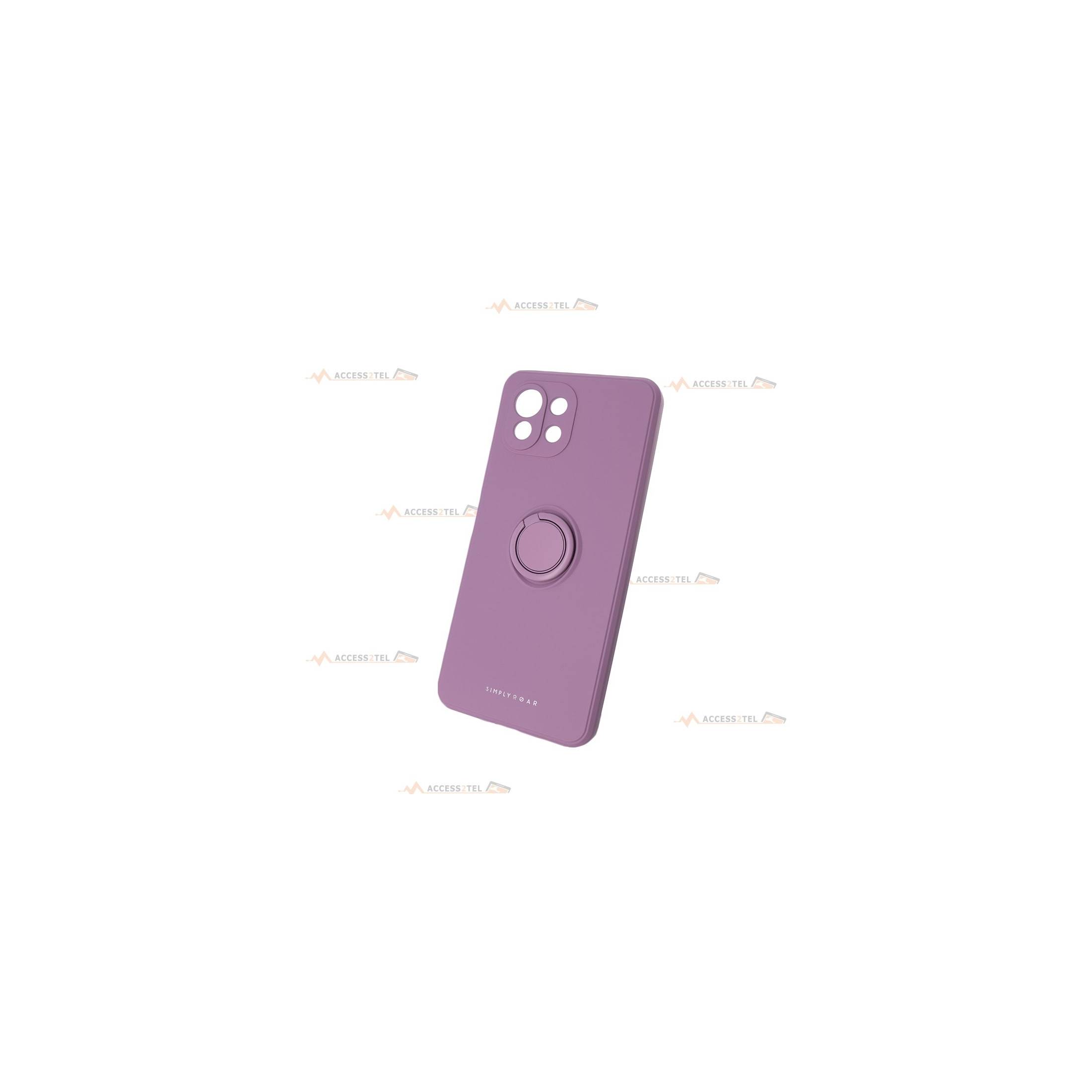 coque violette avec anneau pour xiaomi mi 11 lite