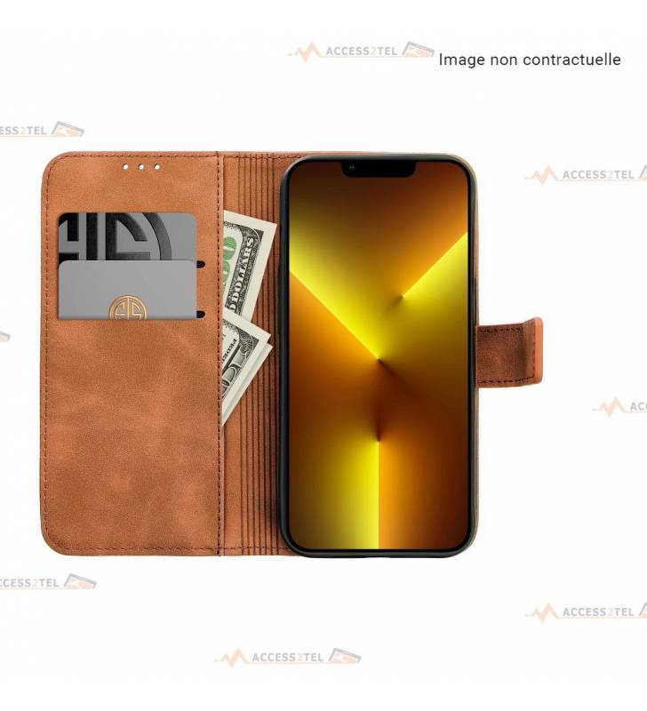 étui velouté marron pour xiaomi mi 11 Lite portefeuille