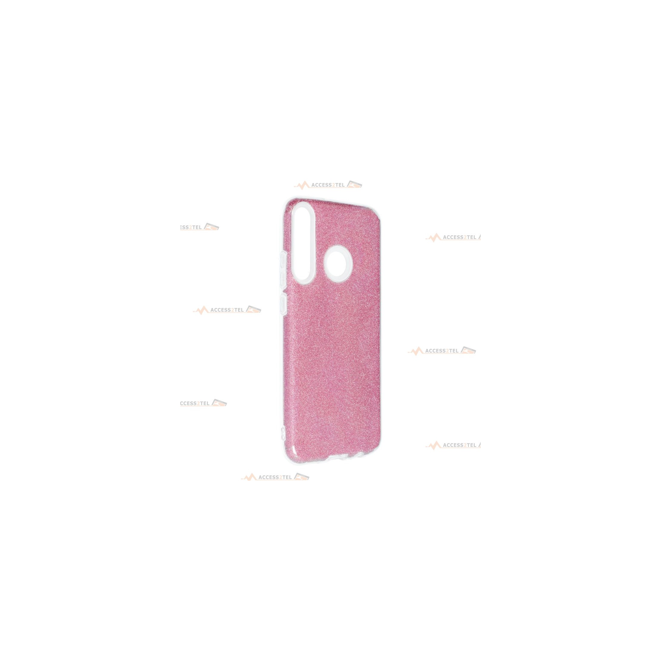 coque renforcée pour huawei p40 lite e paillettes rose