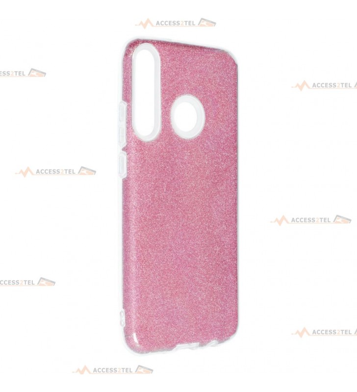 coque renforcée pour huawei p40 lite e paillettes rose