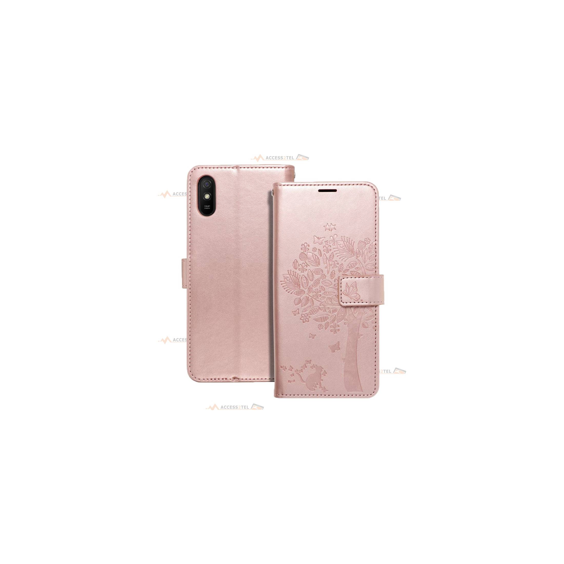 étui pour xiaomi redmi 9A arbre rose gold face