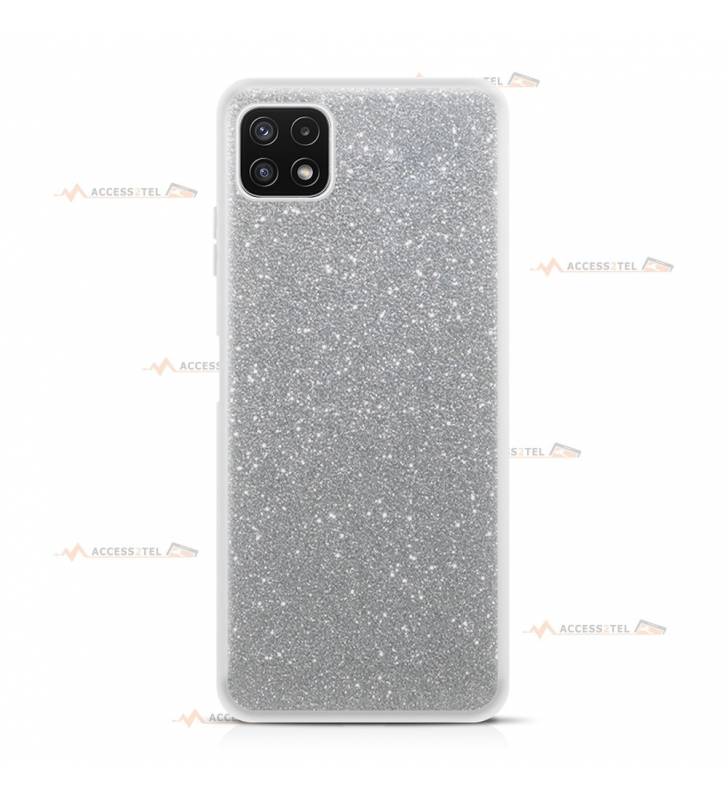 coque pour samsung galaxy A22 5G paillettes argentée