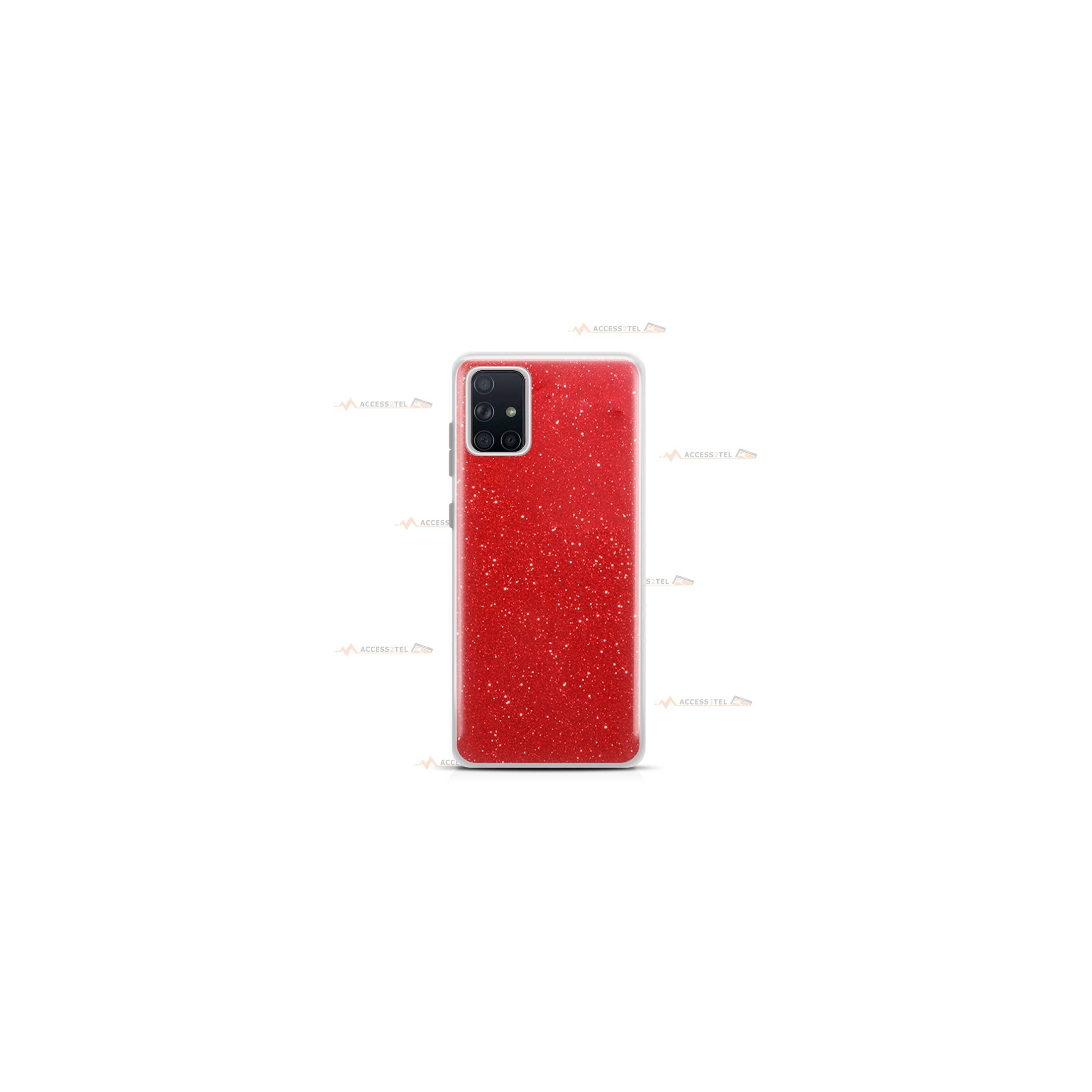 coque pour samsung galaxy A71 paillettes rouge