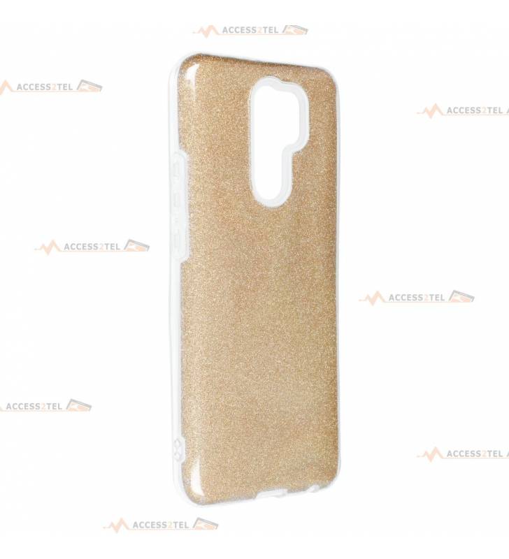 coque renforcée pour xiaomi redmi 9 paillettes dorée