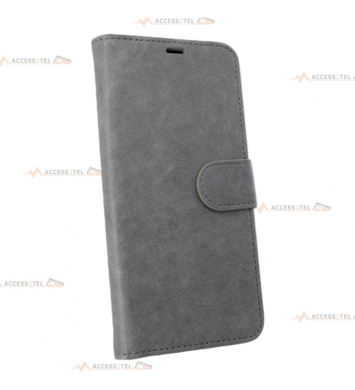 étui gris pour samsung galaxy s21 en simili-cuir