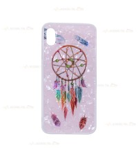 coque de téléphone rose froissé avec une attrape-rêves holographique pour iphone XS max