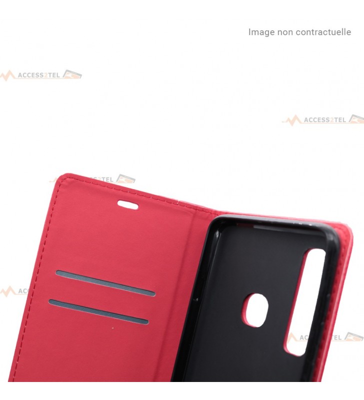 étui rouge en simili-cuir pour samsung galaxy a9 2018 intérieur