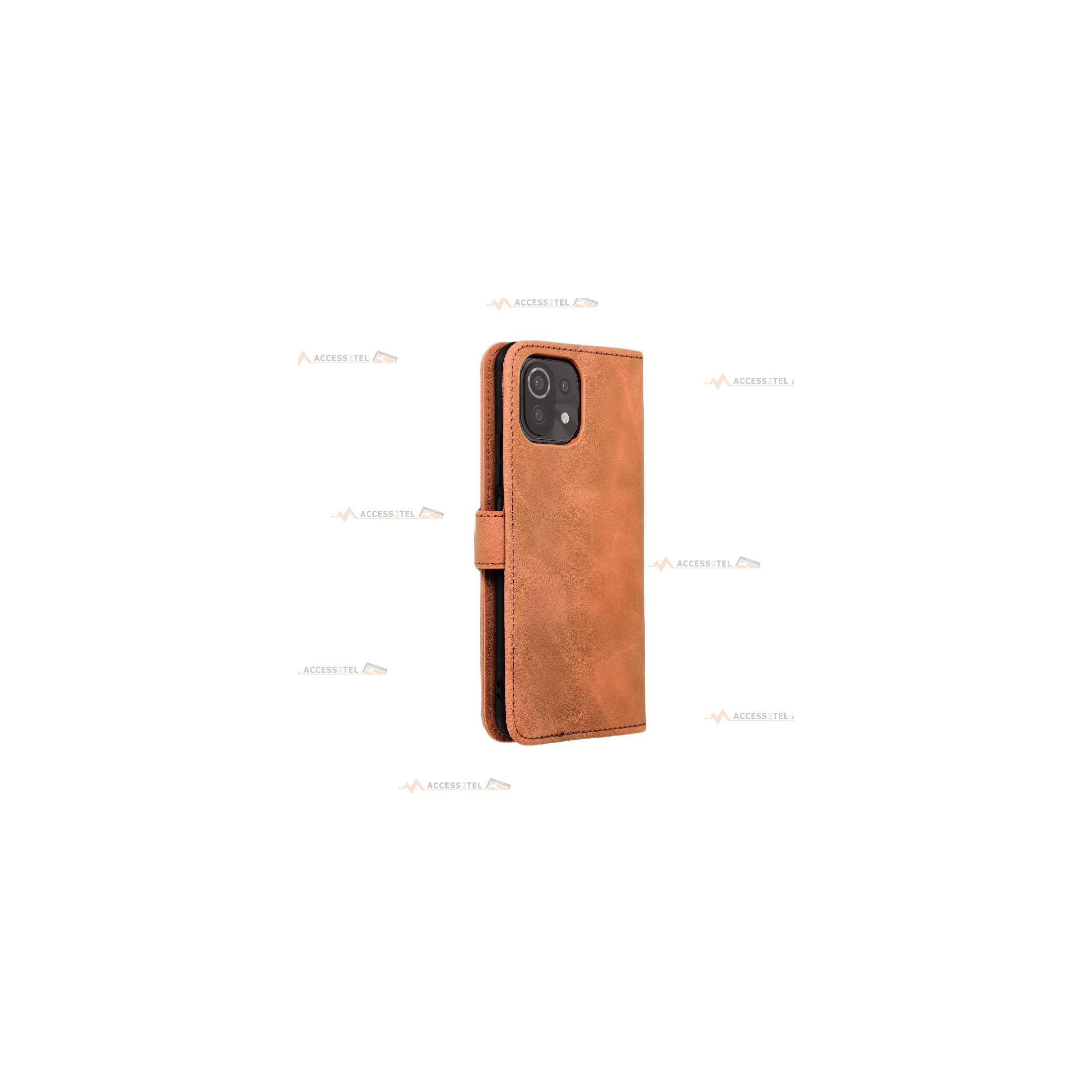 étui velouté marron pour xiaomi mi 11 Lite caméra