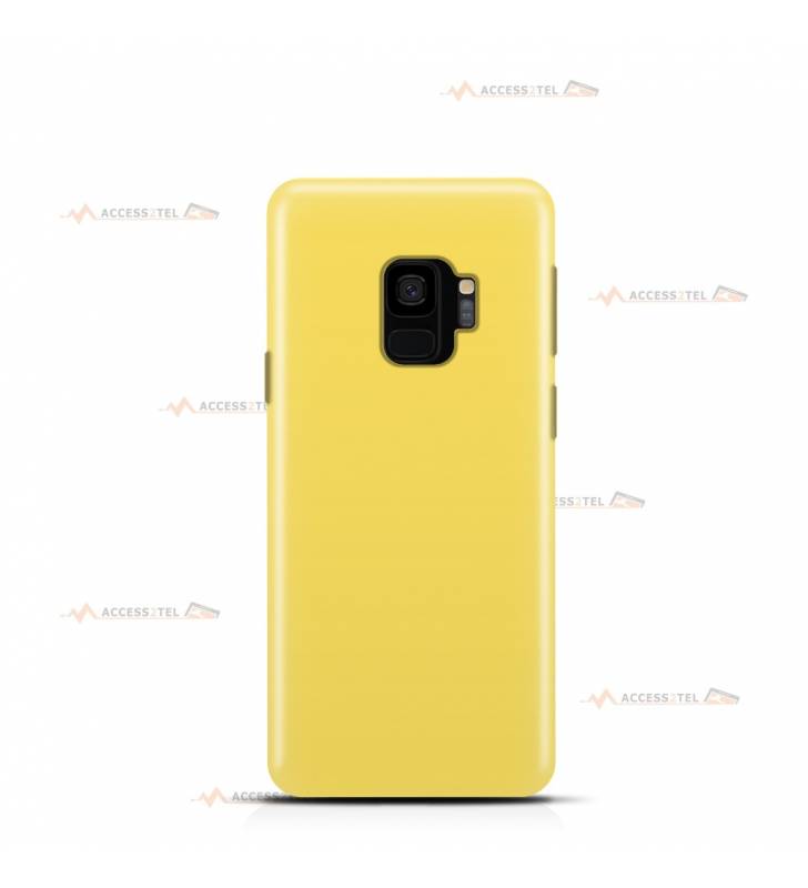 coque pour samsung galaxy s9 en silicone soft touch et intérieur microfibre jaune