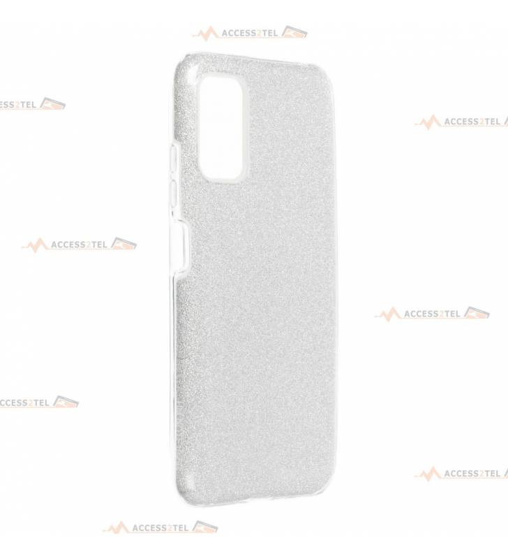 coque renforcée pour xiaomi poco m3 pro paillettes argentée