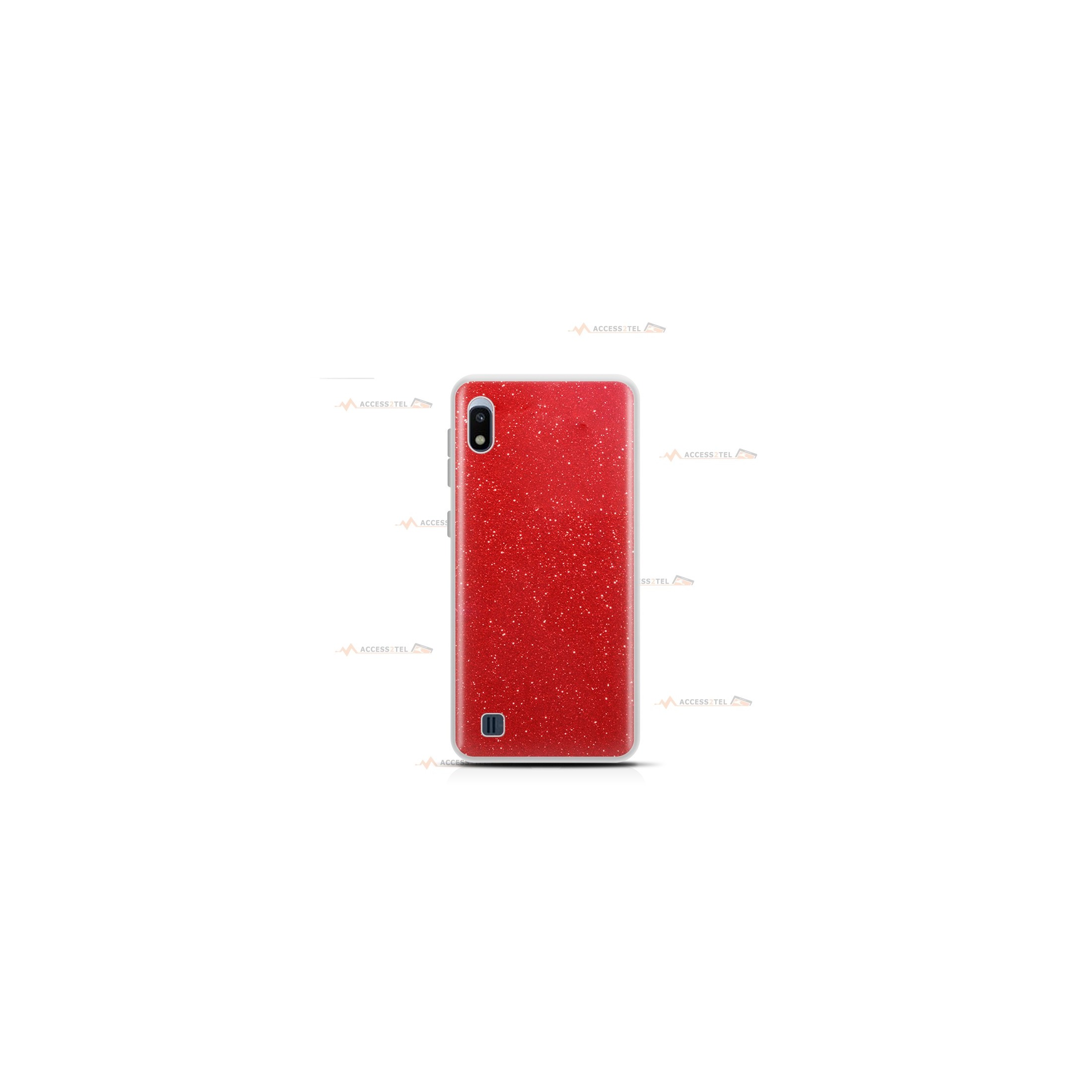 coque pour samsung galaxy A10 paillettes rouge