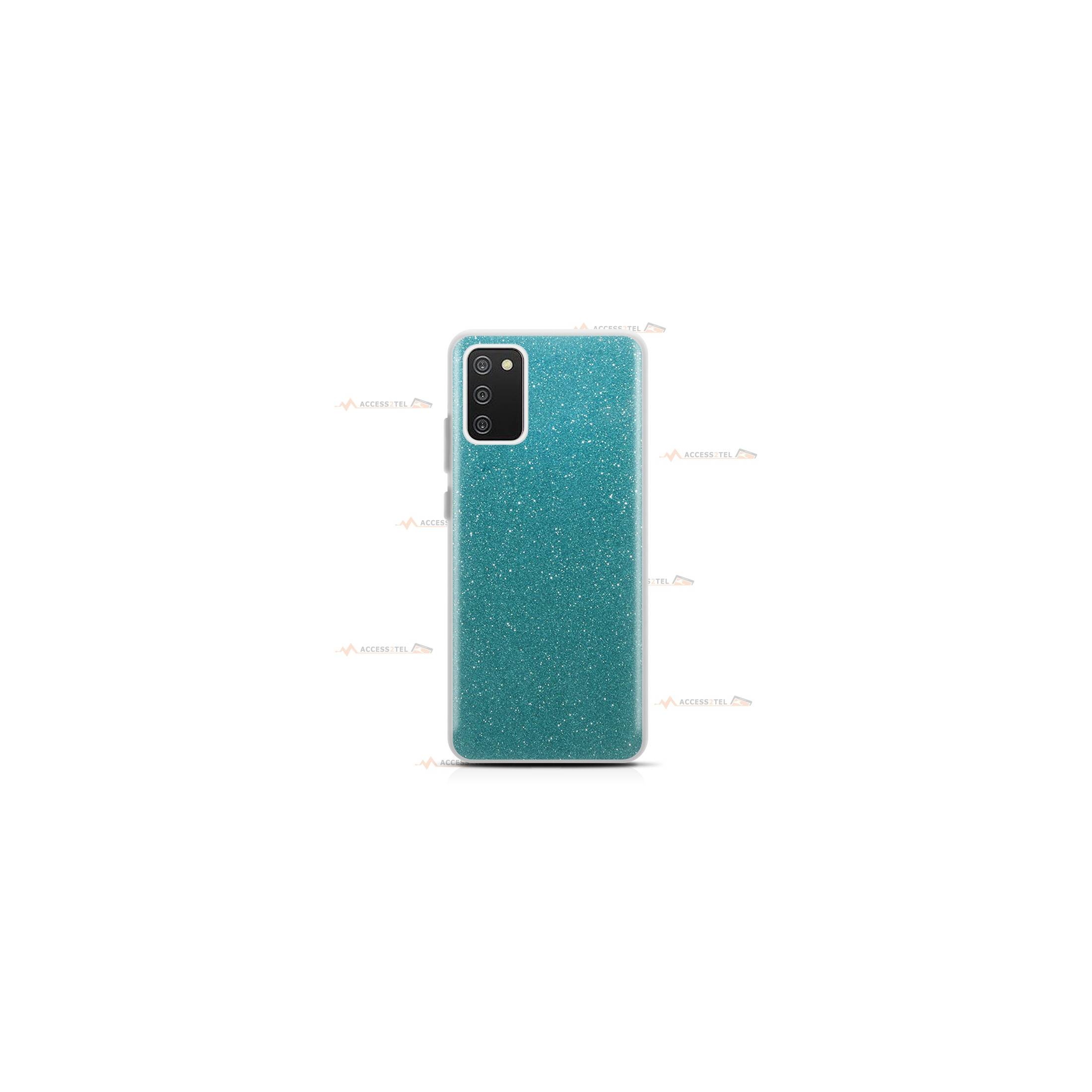 coque pour samsung galaxy A02s paillettes turquoise