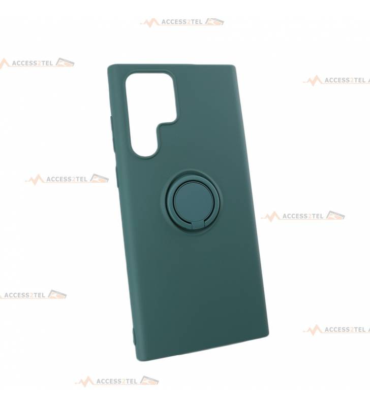 coque verte en silicone avec anneau pour samsung galaxy S22 Ultra