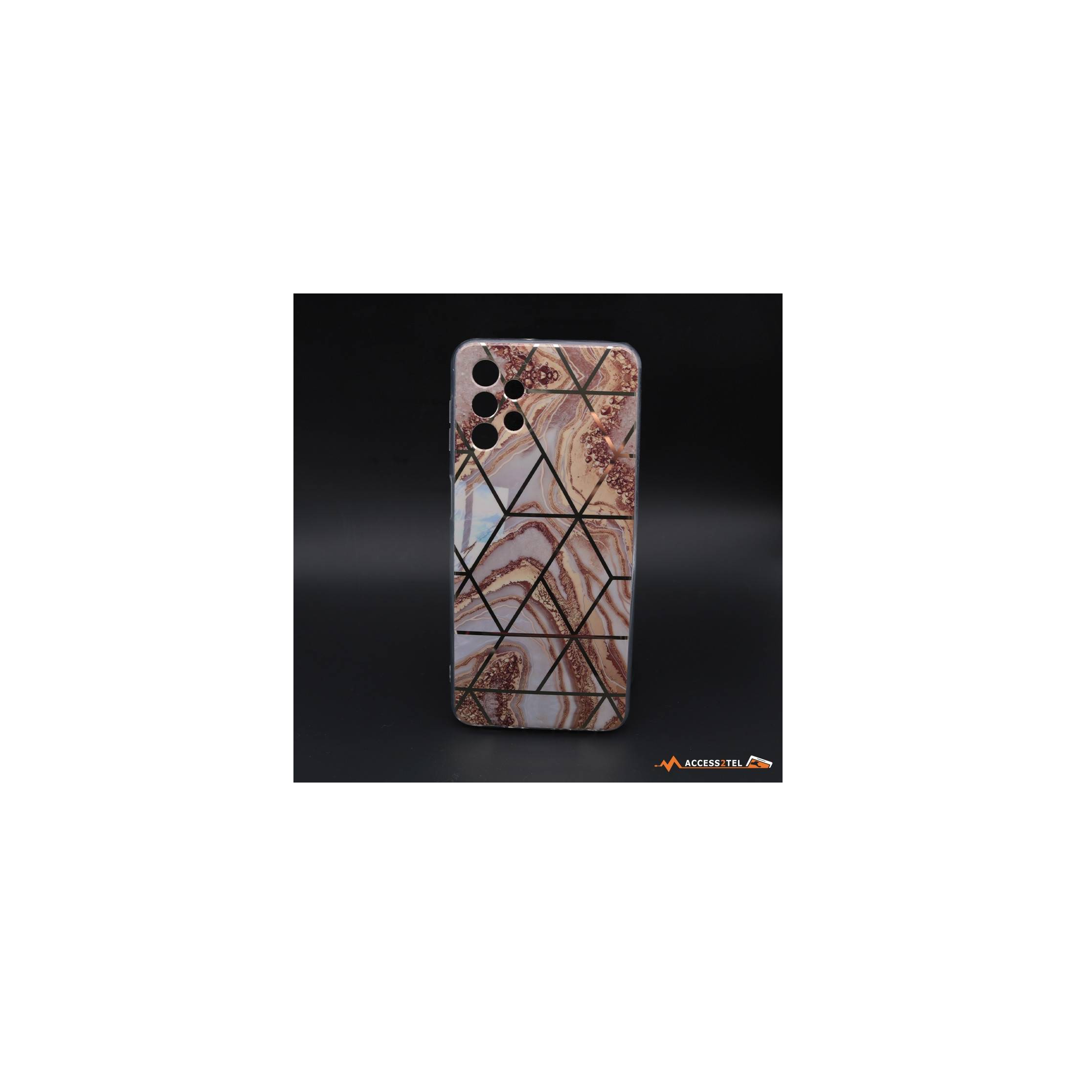 coque de téléphone design moderne marbre marron et rose pour samsung galaxy a32 5G