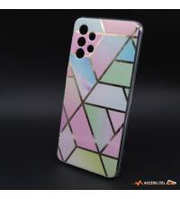 coque de téléphone design moderne arc-en-ciel pastel pour samsung galaxy a32 5G reflets dorés