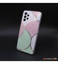 coque de téléphone design moderne rose et vert pâle pour samsung galaxy a32 5G reflets dorés