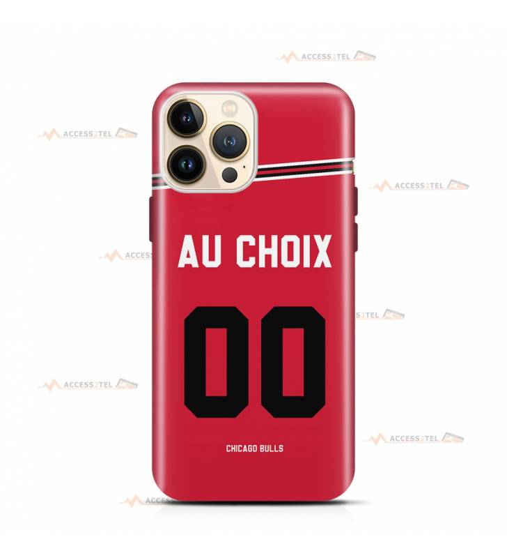 coque de téléphone personnalisable avec son nom sur le maillot de l'équipe de basket de NBA Chicago Bulls