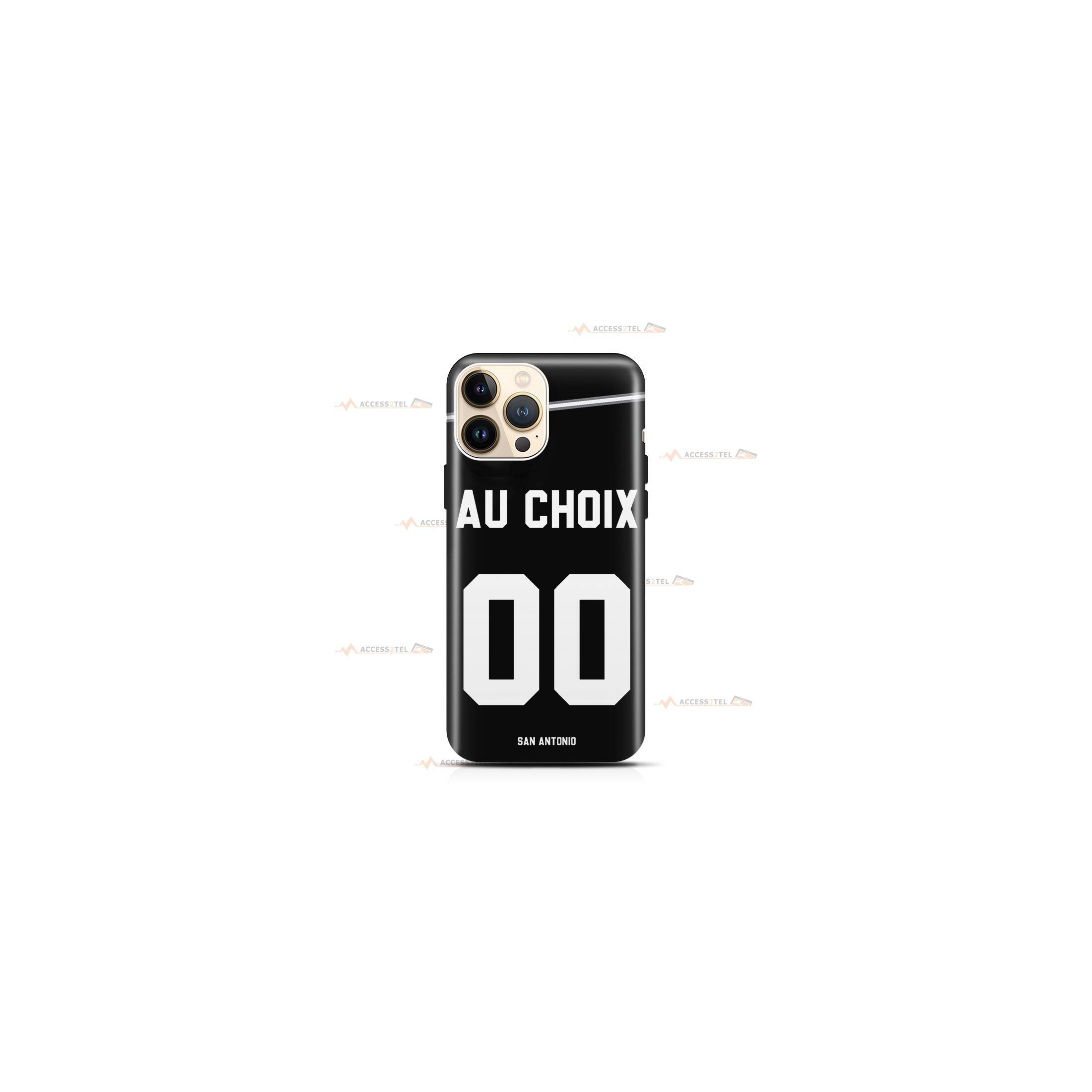 coque de téléphone personnalisable avec son nom sur le maillot de l'équipe de basket de NBA San Antonio Spurs