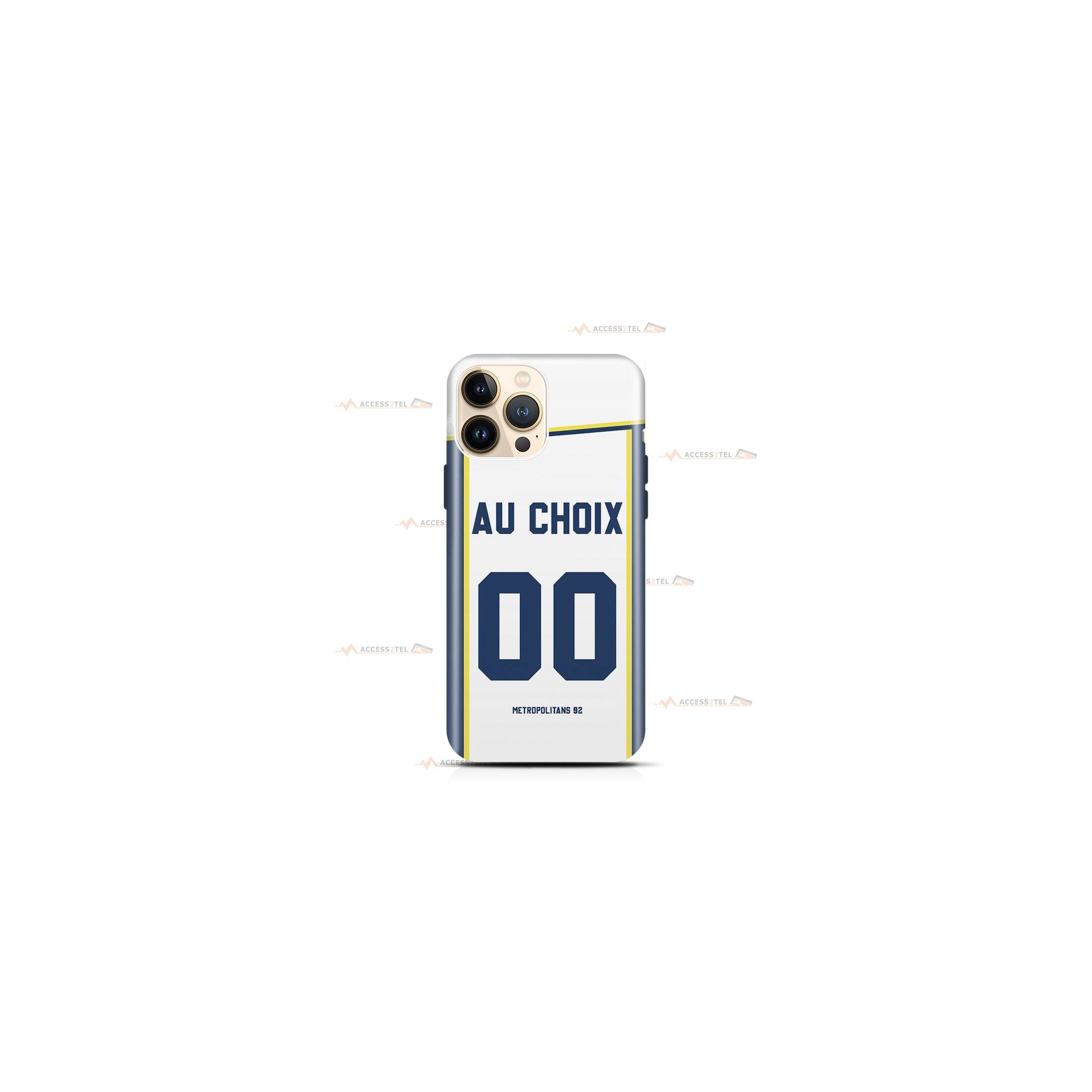 coque de téléphone personnalisable avec son nom sur le maillot de l'équipe de basket française de Boulogne-Levallois