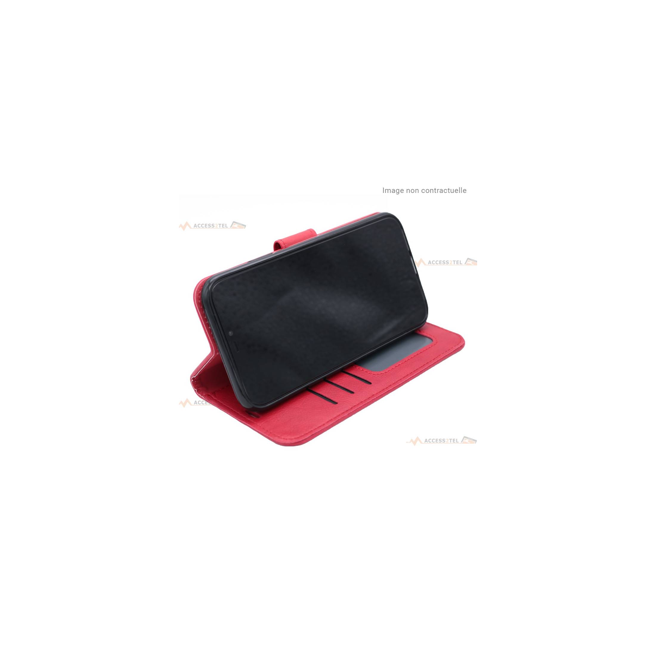 étui rouge en simili-cuir pour xiaomi redmi note 9t support