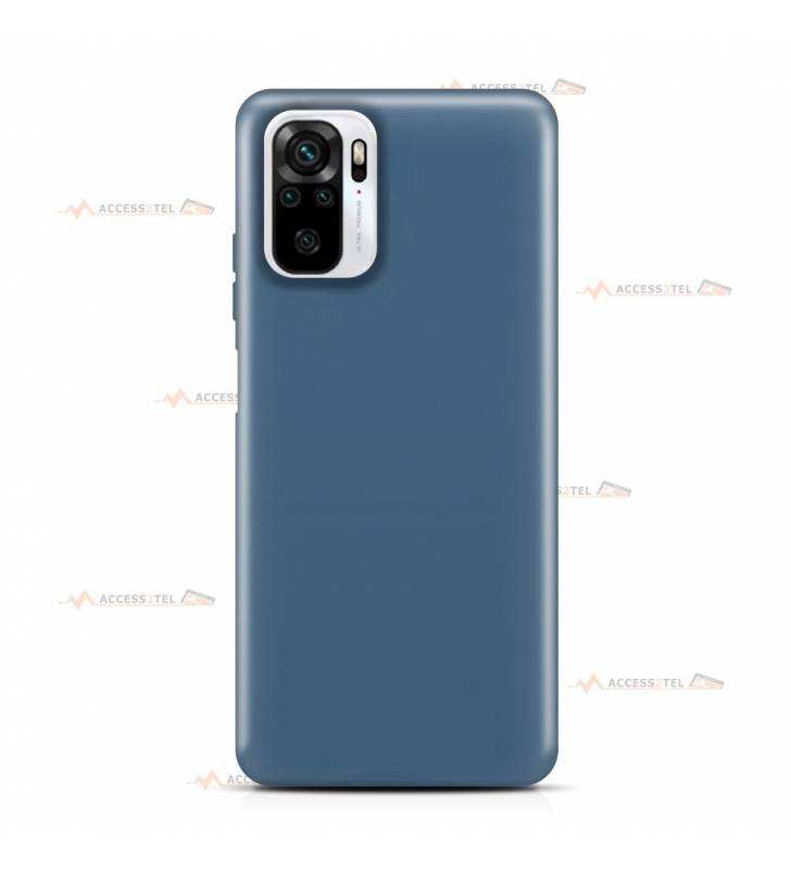 coque pour xiaomi redmi note 10 et note 10S en silicone soft touch et intérieur microfibre bleu pétrole